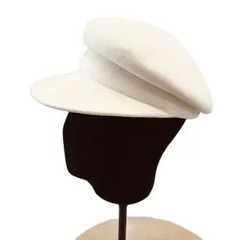 100% צמר לבן שחור חורף כובע חם, כובע צמר לנשים מגן כומתה כתב כובע כובע ילדה בנות הרגשתי הכנסייה כובעים כובע נהג מונית