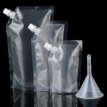 1Pcs פלסטיק שקוף זרבובית תמיכה עצמית שקית מים שקיות מתקפל נייד צפחת