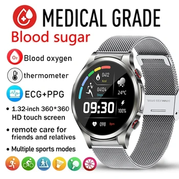 2023 Smartwatch הסוכר בדם, א. ק. ג+PPG ניטור לחץ הדם, טמפרטורת גוף שעון חכם עבור גברים, נשים, שעון גשש כושר