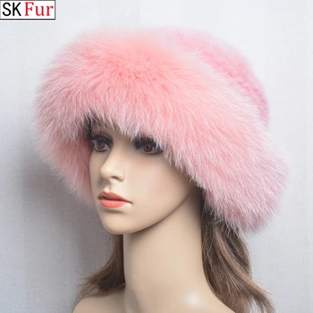2023 בנות חדשות איכות רך מינק אמיתי כובעי פרווה לנשים החורף יוקרה סרוגים אמיתי חורפן פרווה המחבל כובע טבעי חם כובע פרוות שועל.