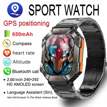 2023 חדש מצפן 650mAh Bluetooth לקרוא שעון חכם GPS קצב הלב, לחץ הדם החמצן בדם שעון ספורט כושר השעונים החכמים