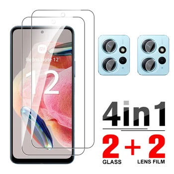 4in1 זכוכית מחוסמת Xiaomi Redmi הערה 12 4G, מצלמה מגן Xiomi Redmi הערה 12 Note12 סרט מגן מסך 6.67 אינץ