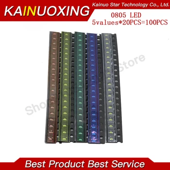 5 צבעים x20pcs =100pcs SMD 0805 led ערכת אדום/כחול/ירוק/צהוב/לבן LED אור דיודה משלוח חינם! ערכת