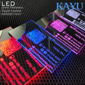 6 החדש 2022 יוקרה LED זוהר כרטיסי ביקור מותאמים אישית פלסטיק Transparents כרטיס ביקור אור LED מגש ורוד כרטיס ביקור