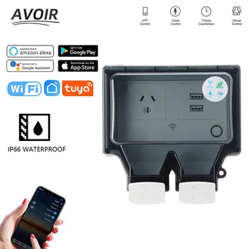 Avoir IP66 שקעי חשמל אוסטרליה תקן חיצוני עמיד שקע כיסוי Wifi חכם כפולה טעינה Usb Plug הביתה Appliance