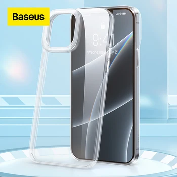 Baseus מקרה טלפון עבור iPhone 13 14 Pro מקס אוויר שכבה מלאה עדשה הגנה כיסוי עבור iPhone 2021 2022 שקוף רך תיק בחזרה