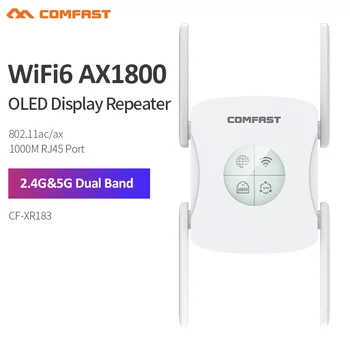 Comfast CF-XR183 WiFi6 מהדר 2.4 G&5GHz 1800Mbps תצוגת OLED Extender 802.11 ax האות האלחוטי בטווח מגבר יציאת Gigabit