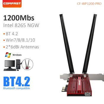 COMFAST אדום 2.4/5G Wifi PCI-E כרטיס עבור שולחן העבודה עם 2*6dBi אנטנה MU-MIMO 11AC מתאם אלחוטי 1200Mbps Wi-fi, מקלט