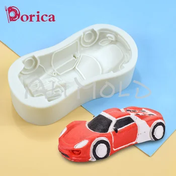 Dorica מכונית מירוץ סיליקון עובש DIY יצירתיים קישוט מודל ילד יום ההולדת עוגה לקשט כלים שוקולד עובש במטבח סיר
