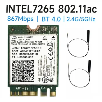 Dual Band 1200Mbps מתאם אלחוטי Intel 7265 7265NGW Wifi כרטיס רשת Bluetooth 4.0 802.11 ac 2.4 G/5GHz NGFF M. 2 Wlan כרטיס