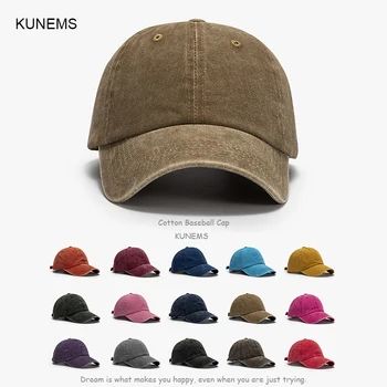 KUNEMS שטף כותנה כובע בייסבול עבור גברים ונשים רטרו Snapback כובעי רך העליון לשיא כובע שמש קיץ כובעים ספורט כובעים יוניסקס