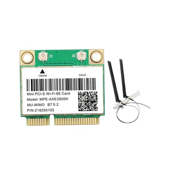MPE-AXE3000H WiFi כרטיס עם אנטנה WiFi 6E 2400Mbps Mini PCI-E עבור BT 5.2 802.11 AX 2.4 G/5G/6Ghz כרטיס רשת Wlan