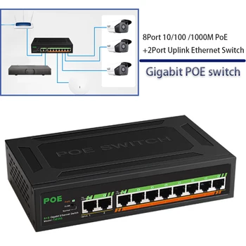 RJ45 מהרכזת Ethernet חכם Switcher פו מתג RJ-45 מתג Gigabit Ethernet מתג רשת האינטרנט מפצל 2+8 יציאות מתג VLAN