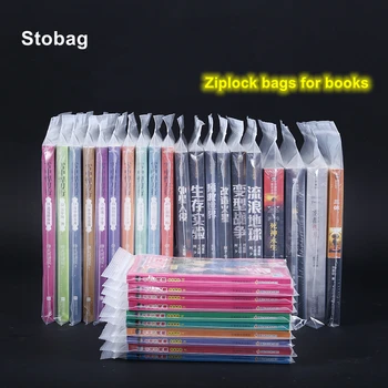 StoBag 100pcs שקוף עם רוכסן פולי שק כריכת ספרים עצמי איטום פלסטיק נרתיק הרומן אריזה אחסון עבה עמיד למים צלולים