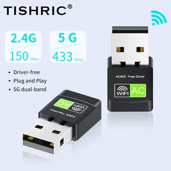 TISHIRC 600Mbps Dual - Band Wireless כרטיס רשת מתאם תמיכה 2.4 GHz+5GHz USB 2.0 Ethernet WIFI מתאם למחשב נייד