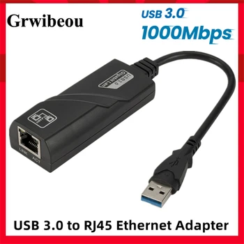 USB 3.0 קווי כרטיס רשת USB ל-RJ45 LAN מתאם Ethernet 10/100/1000Mbps USB 3.0 מתאם רשת על מחשב נייד Macbook לנצח 10