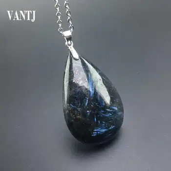 VANTJ AAA כיתה טבעי Dumortierite תליון טיפת מים יקר למחצה כהה Labradorite אבן קבושון לנשים איש המתנה הטובה ביותר.