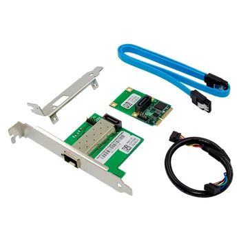 WGI210AS Mini PCIE כרטיס רשת Gigabit אחת יציאת SFP Server כרטיס רשת I210-F1 תעשייתי כרטיס רשת