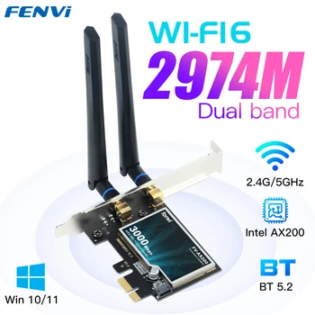 WI-FI 6 מידע AX200 3000Mbps אלחוטית PCIe מתאם שולחן עבודה Dual Band 2.4 G/5Ghz עבור Bluetooth 5.2 AX200NGW 802.11 AX MU-MIMO Win10