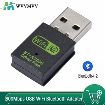 WvvMvv 600Mbps USB WiFi מתאם Bluetooth Dual Band 2.4 Ghz 8Ghz אלחוטי חיצוני מקלט דונגל WiFi למחשב נייד שולחן העבודה