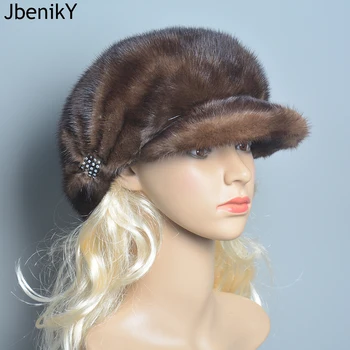 אופנה פרווה מינק קאפ לנשים טבעי כל בכובע פרווה העליון אביזרים חם ברוסית חורף כובעי פרווה על הגברת