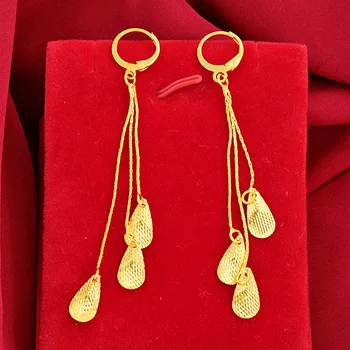 אמיתי 100% 14 K זהב צהוב צבע עגילים לנשים בסדר Orecchini Bizuteria חן זהב 14K גארנט תכשיטים זרוק עגילים