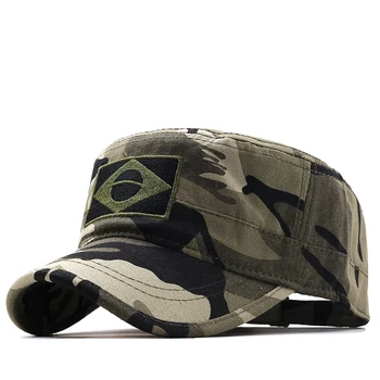 ברזיל חיל הנחתים כובע כובע צבאי כובעי הסוואה שטוח המגבעת גברים כותנה hHat ברזיל הים רקום הסוואה הכובע