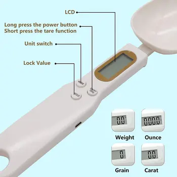 טעינת USB כף מדידה גרם סולמות הדיגיטלי Gramera ממדי במשקל של אבק קמח כלי מטבח