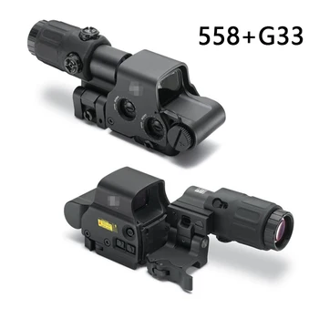 טקטי 558 Collimator הולוגרפית הראייה נקודה אדומה הראייה ראייה רפלקס הראיה על ציד עם G33 מגדלת איירסופט&Softair