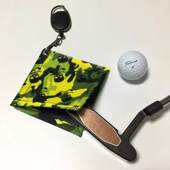 כיכר כדור גולף ניקוי מגבת מיני עם מחזיק מפתחות נשלף אבזם PU חומר עמיד למים פני כדור גולף קלאב ראש נקי