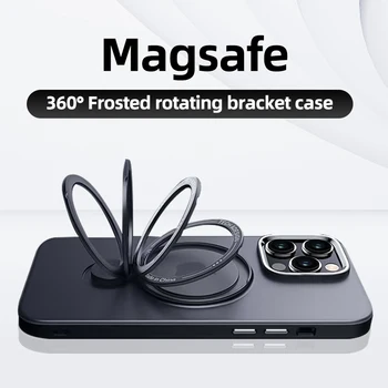 מגנטי מקרה טלפון עבור iPhone 11 12 13 14 Pro מקס MagSafe טעינה אלחוטית שקוף מט הטבעת מחזיק טלפון סלולארי כיסוי Funda