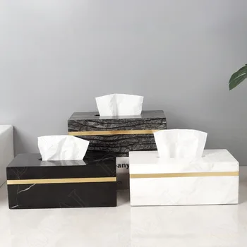משיש טבעי רקמת תיבת הזהב שבץ שירותים קופסות נייר מסעדה מערבית שולחן מפית ארגונית קישוט הבית המודרני