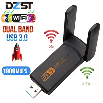 מתאם WiFi USB 1900Mbps Dual Band Wireless Receiver עבור Win7/8/10-Mac OS כרטיס רשת עם אנטנות עבור PC/המחשב הנייד/שולחן עבודה