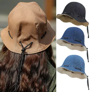 נשים דלי כובע אביב קיץ אישיות כל-התאמה מקרית שמשיה דו צדדי לובש אגן כובע הציד כובע גברים החוף הכובע