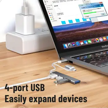 סוג C + רכזת USB 3.0 Dock USB 3.0 2.0 רכזת 4 יציאות רב מפצל מתאם OTG עבור HUAWEI Macbook סגסוגת אלומיניום