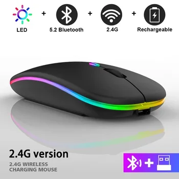 עכבר אלחוטי RGB נטענת Bluetooth עכברים אלחוטיים למחשב Mause LED Backlit ארגונומי עכבר משחקים עבור מחשב נייד