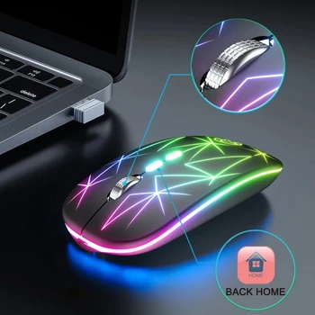 עכבר אלחוטי RGB נטענת עכבר מחשב אלחוטי שקט Mause LED Backlit ארגונומי עכבר משחקים עבור iPad/Mac/מחשב נייד/מחשב