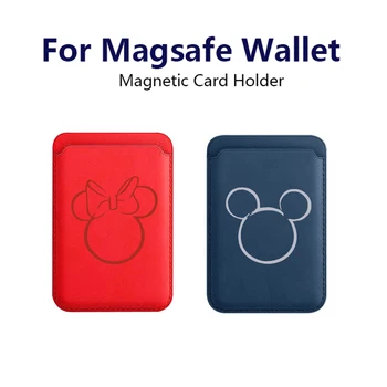 עכבר מצויר כרטיס מגנטי בעל התיק Magsafe יוקרה עור PU ארנק כיסוי עבור IPhone 14 13 11 12 Pro מקס כרטיס טלפון התיק