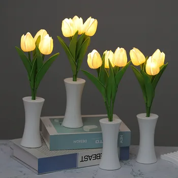 צבעונים פרחים מלאכותיים LED לילה אור יום האהבה, חתונה קישוט מתנה עבור חברה יום אמהות טובה שושבינה מתנה