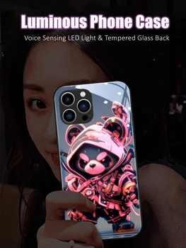 שריון פנדה LED אור זוהר זוהר במקרה את הטלפון יום הולדת לחבר מתנות עבור Huawei P40-P50 P60 חבר 60 40 50 נובה 8 9 10 Pro Plus