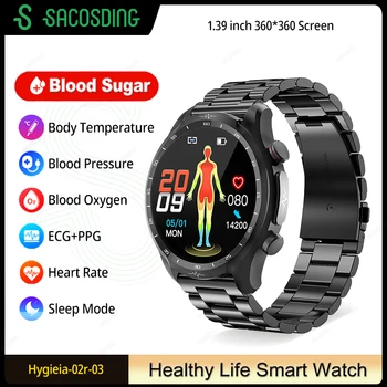 2023 חדש הסוכר בדם Smartwatch 360*360 מגע באיכות HD מסך גדול א+PPG בריאות השעונים החכמים ניטור פולשני הגלוקוז בדם